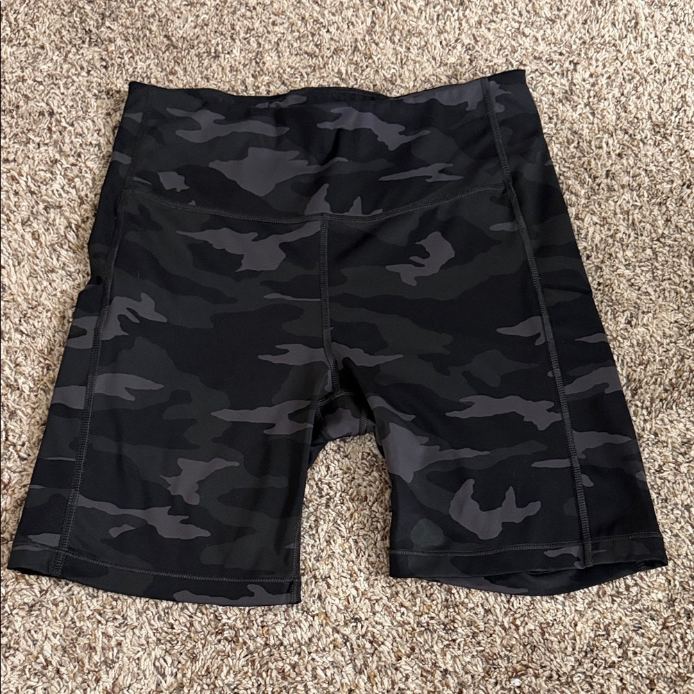 Athleta Black Camo Bike Shorts